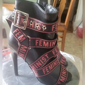 Unique Statement Black & Red Feminist Boots